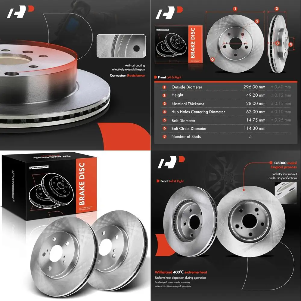 

11.65 inch (296mm) Front Vented Disc Brake Rotors Compatible with Select Toyota and Lexus Models - Camry 2002-2006, Avalon 2005-