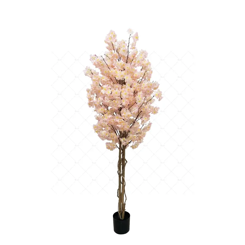Black Pot Plastic Artificial Cherry Flower Tree for Home Decor Ornaments Wholesale
