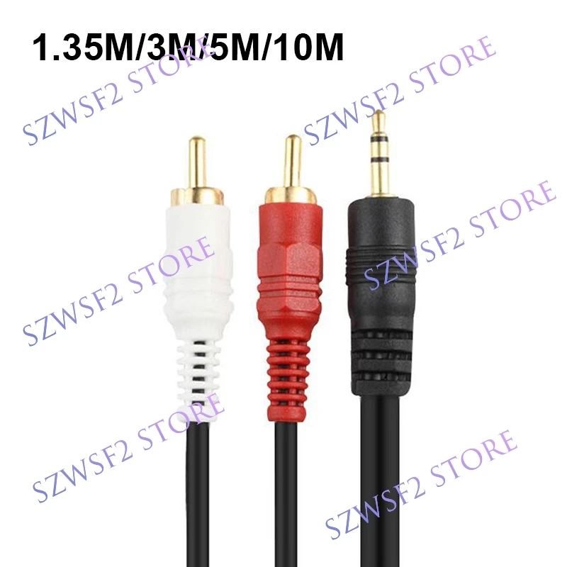 3M 5M 10M 3.5mm Male Jack to AV 2 RCA Male extend Cable connector For Phone TV AUX Sound computer PC Speakers Music Audio Cords
