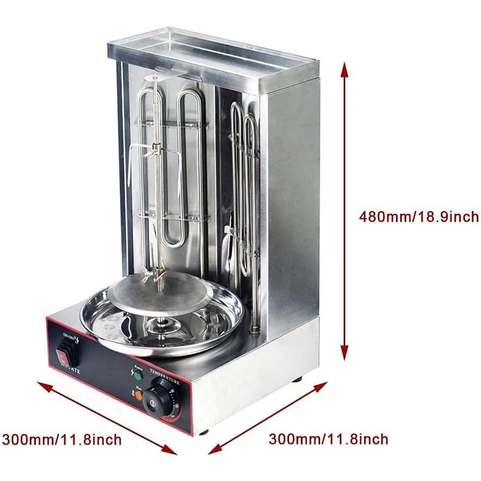 Professional Shawarma Grill Electric - Shawarma Machine Electric Vertical Kebab Grill Gyro Rotisserie Oven with 2 Heating Tubes