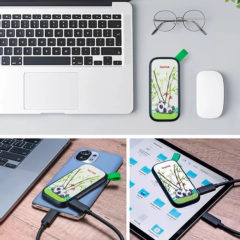 Unidad de estado sólido portátil SanDisk Panda USB 3,2 tipo C disco duro 2TB hasta 800 Mb/s disco duro SSD externo PSSD Original