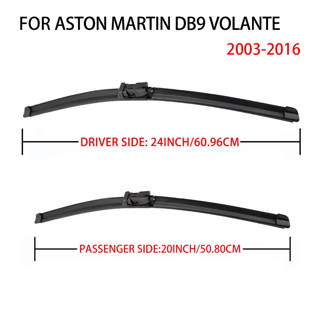 For Aston Martin DB9 Volante 2003-2016 24''+20'' Car Wiper Blade Front Wipers Fit Push Button Arm Windscreen Auto Wiper Blades