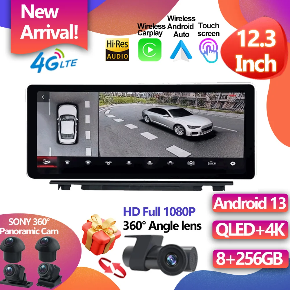 

For Audi Q3 8 Core Android 13 System Car Multimedia Stereo Google WIFI 4G SIM 12.3 Inch IPS Touch Screen GPS Navi Carplay