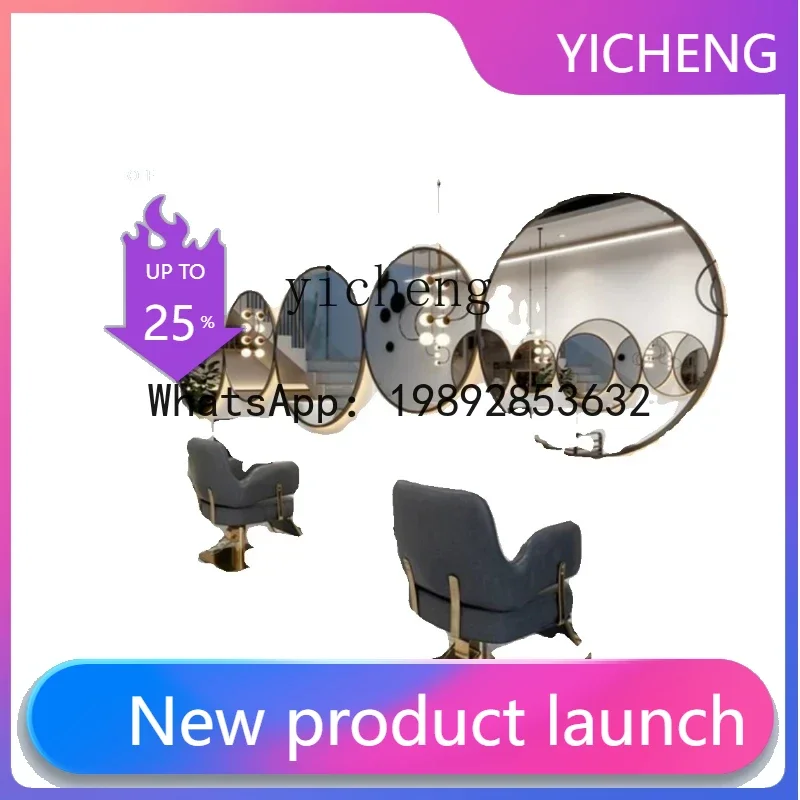 

H3 hair salon single-sided wall-mounted barber shop mirror table semi-circular hair salon special perm