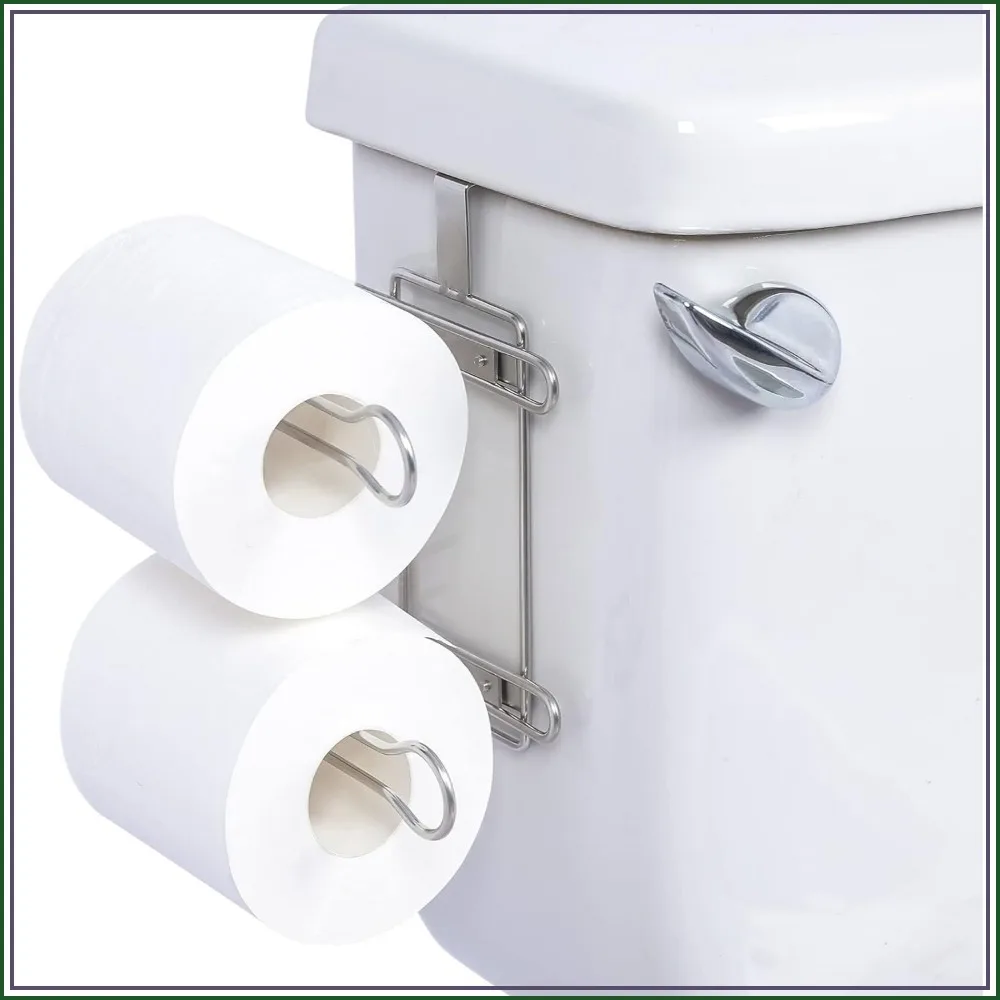 Over the Tank Toilet Paper Roll Holder Stainless Steel Bathroom Tissue Storage Rack, Chrome