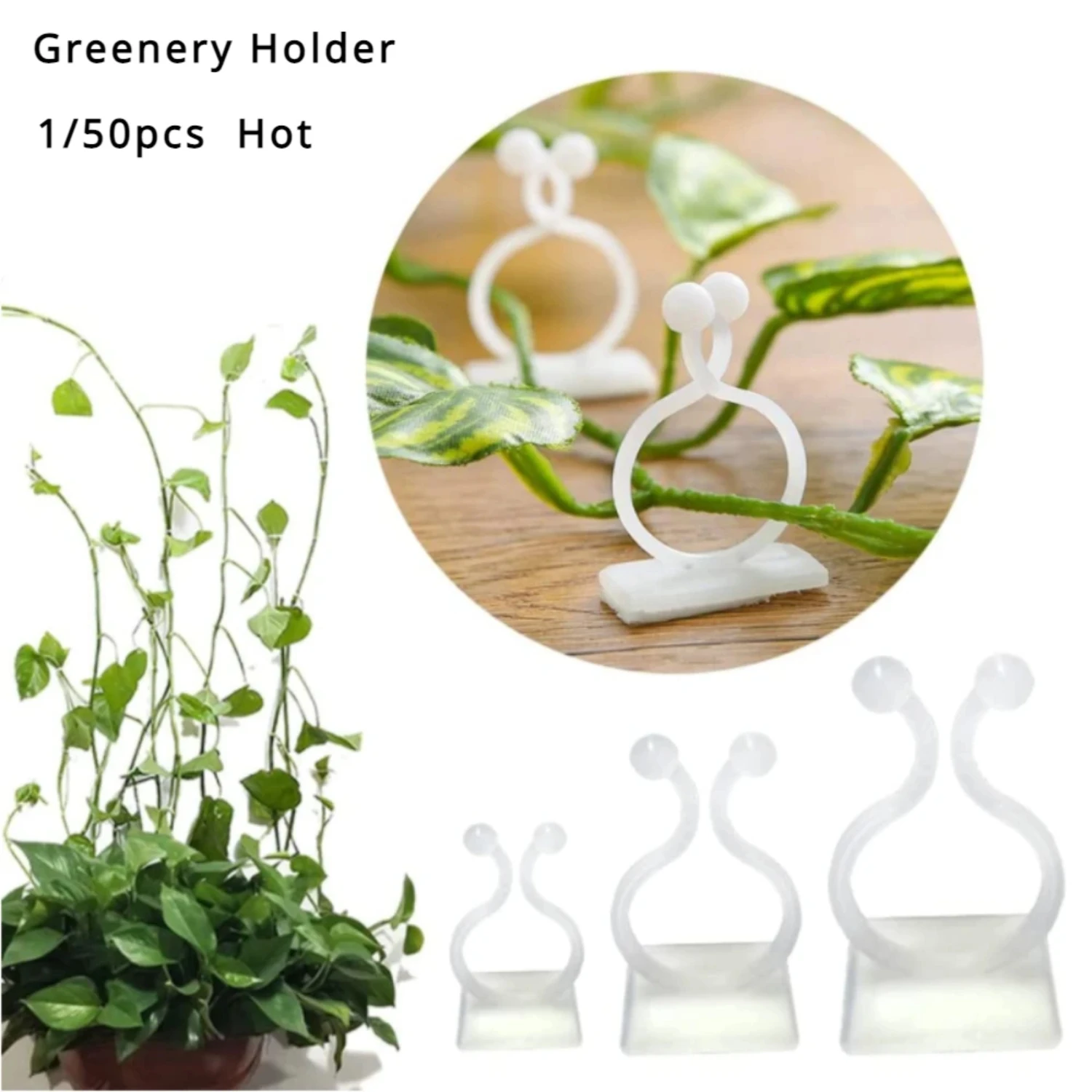 Indoor and Outdoor Decoration Acrylic Plant Climbing Wall Clip Self-adhesive Hook Fixator - Enhance your Space with 1-50Pcs of P