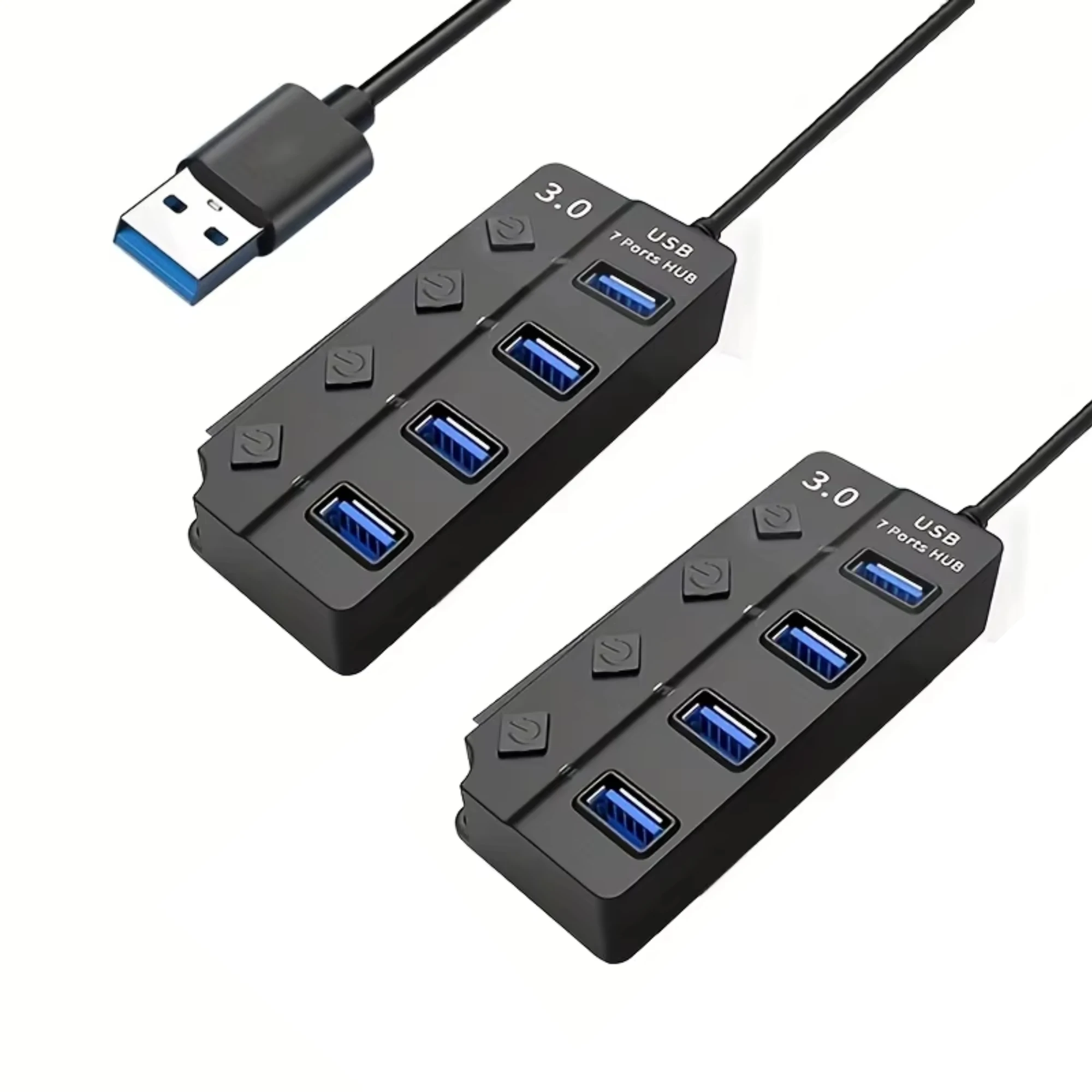 4/7-Port USB 3.0 Hub with LED Indicator Independent Switch Control for Laptop Flash Drive Hard Disk Printer Camera Keyboard