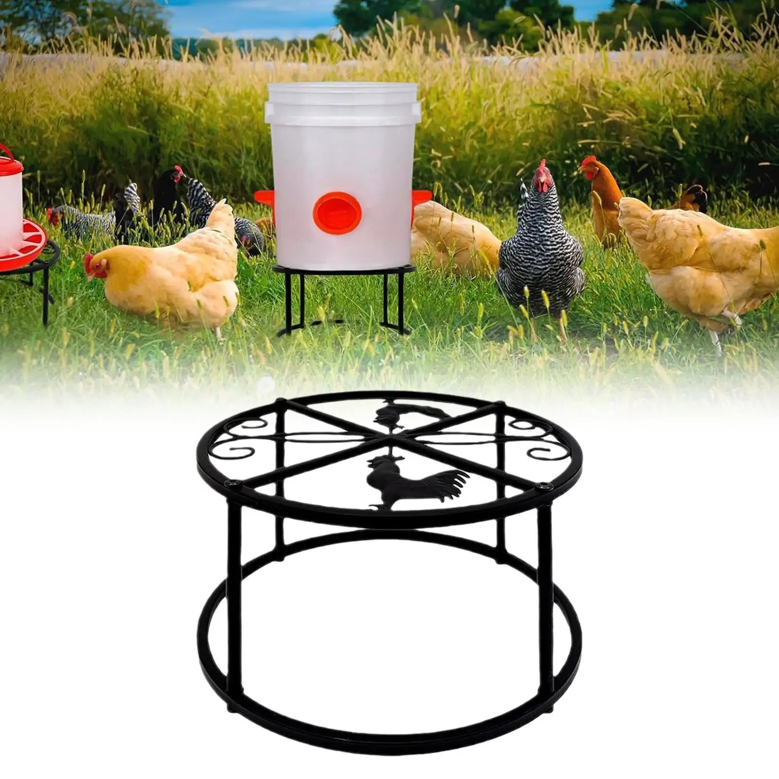 

Chicken Feeder Drinker Stand Iron Feeder Stand Garden for Chicken Coops, Chicken Farms Farm Rustproof Chicken Feeder Stand