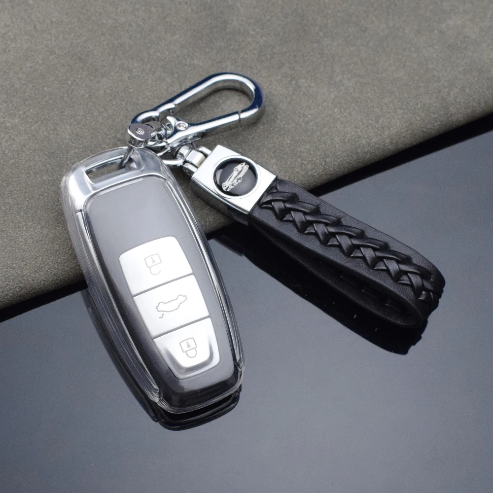 Transparent Smart Remote Car Key Shell Cover Case for Audi A1 A2 A3 A4 A4L A5 A6 A6L A7 A8 A8L Q5 S7 S8 2017 2018 2019 Fob