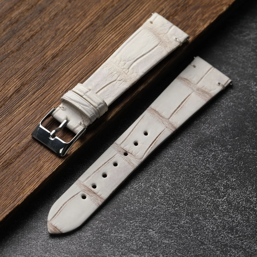 Handmade Crocodile Strap 18 19 20 22MM Grey White Crocodile Watchband Quick Release Soft Leather Bracelet Men Bracelet