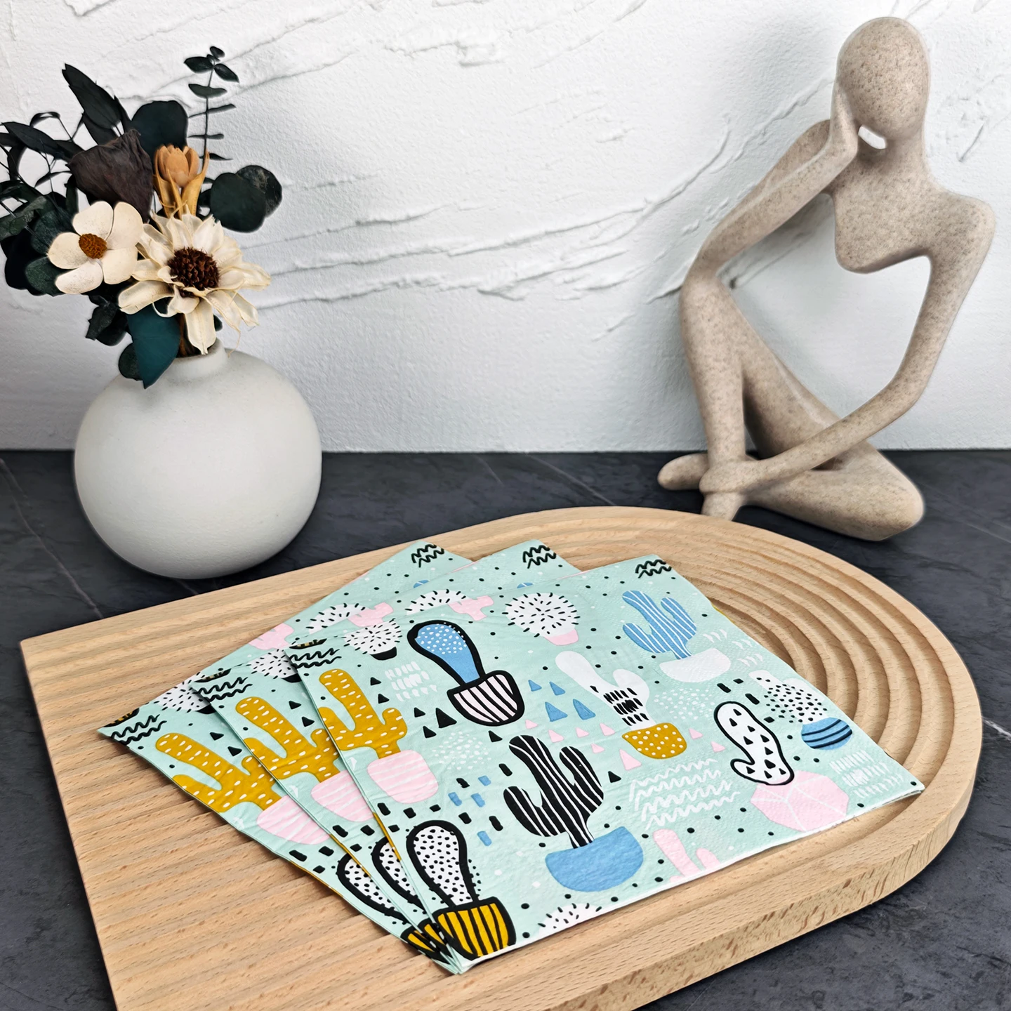 20/50pcs 33*33cm 2ply Hand drawn Cactus Napkins for Dining,Baking,Festive Parties,and Wedding Decorations,Perfect for Summer