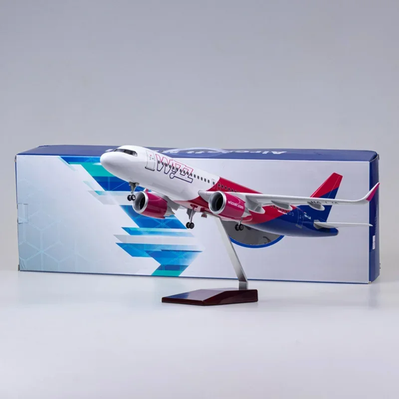 47CM 1/80 Airplane A320NEO A320 NEO Wizz Air Airlines Model Toy Light & Wheel Landing Gear Diecast Plane Model For Collection