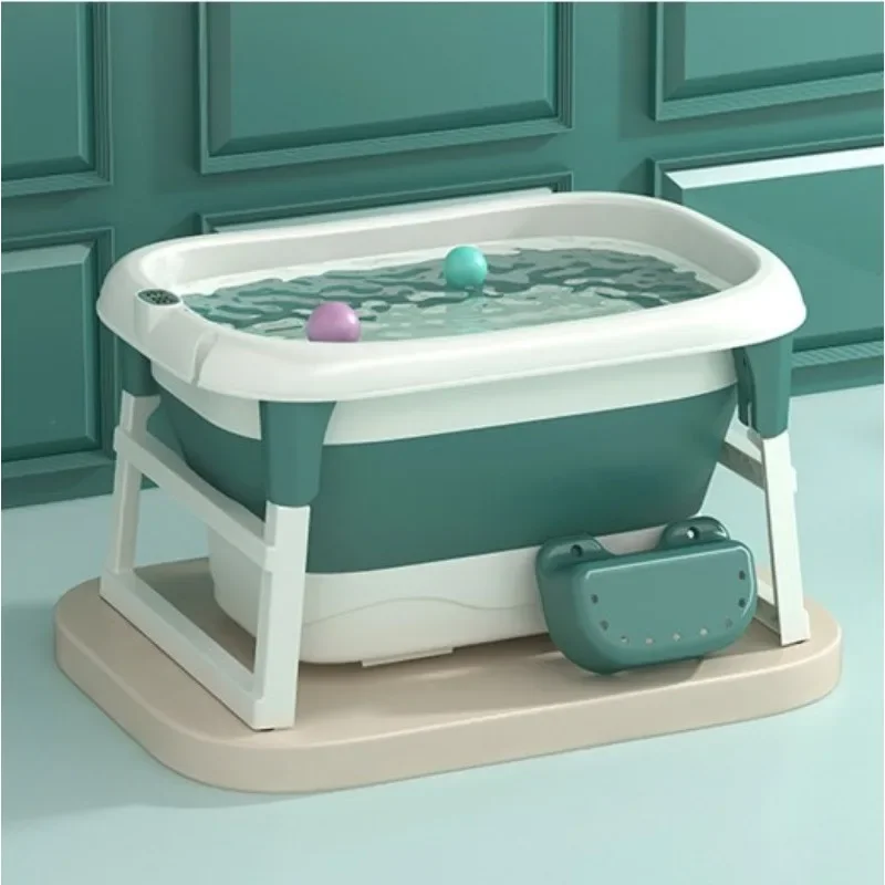 Baby Shining 0-10Y Children Folding Bath Tub Height 44.5cm Baby Bath Seat Insulation Non Slip Easy Storage Kid Widen Bath Bucket