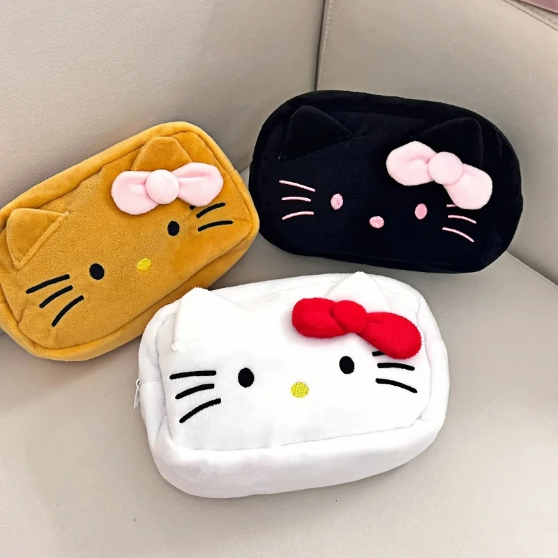 

Kawaii Sanrio Plush Bag Animation Hello Kitty Student Stationery Storage Bag Cosmetic Bag Multifunctional Large Capacity Gift