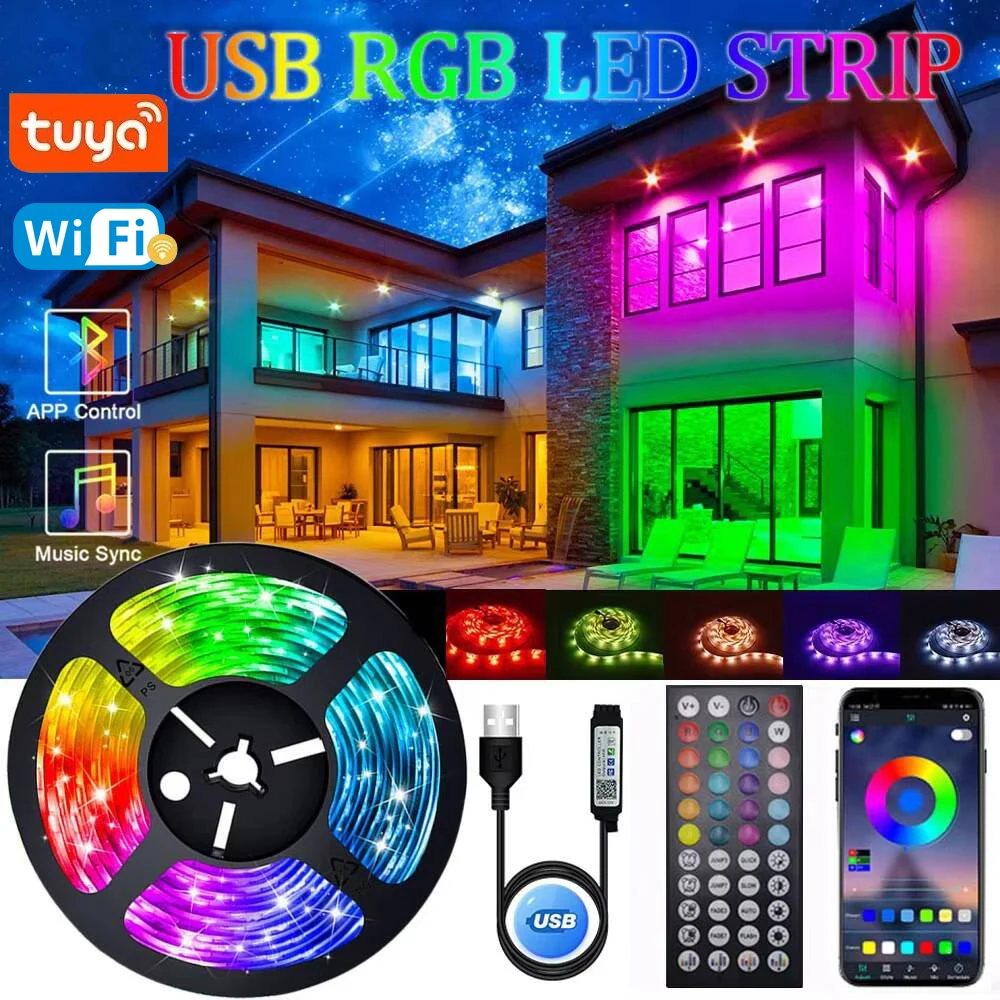 Tira de luces Led Rgb Usb 5V 5050 Tura cinta de retroiluminación lámparas de iluminación cadena de hielo 10M 15 metros luz Led para cinta de decoración de habitación