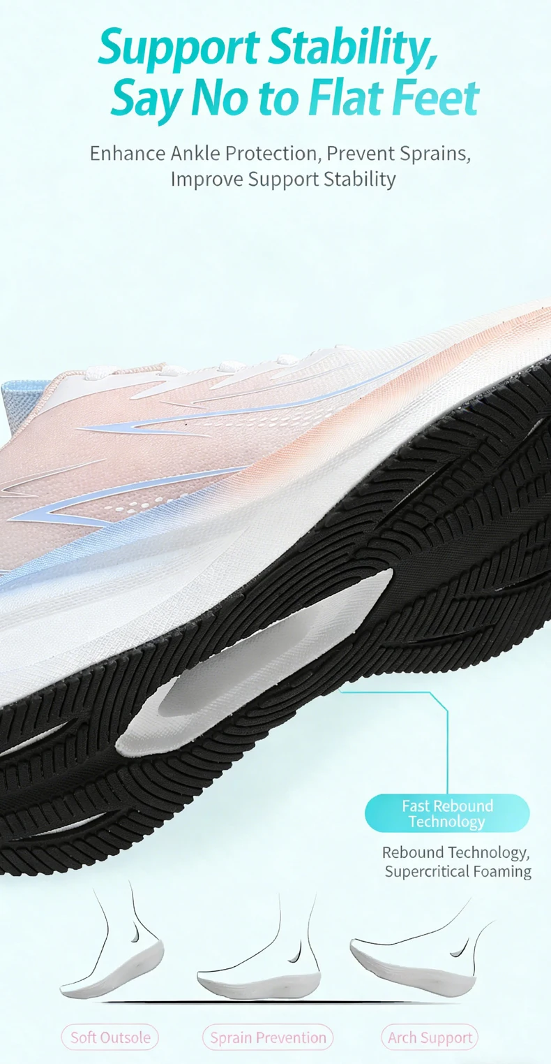 Atmungsaktive Damen-Laufschuhe, modische, lässige Schnür-Sneaker, weiß, leicht, bequem, für Outdoor-Sportarten – Detail 8