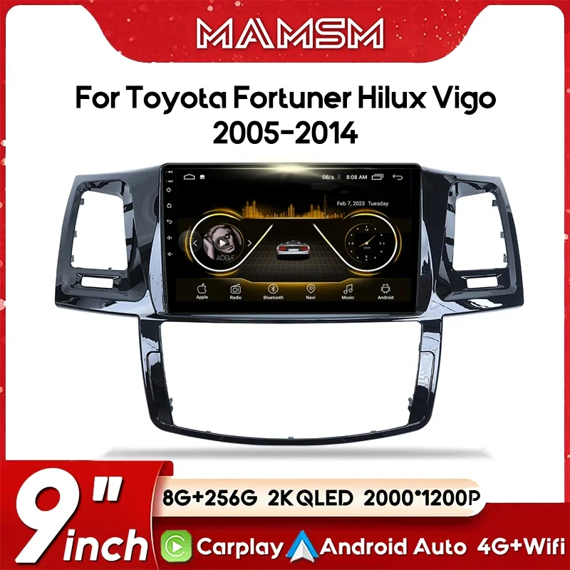 Android 13 Car Radio Player For Toyota Fortuner Hilux MT 2007 2008 2012 2014 2015 Multimedia Video GPS Carplay Auto Navigation