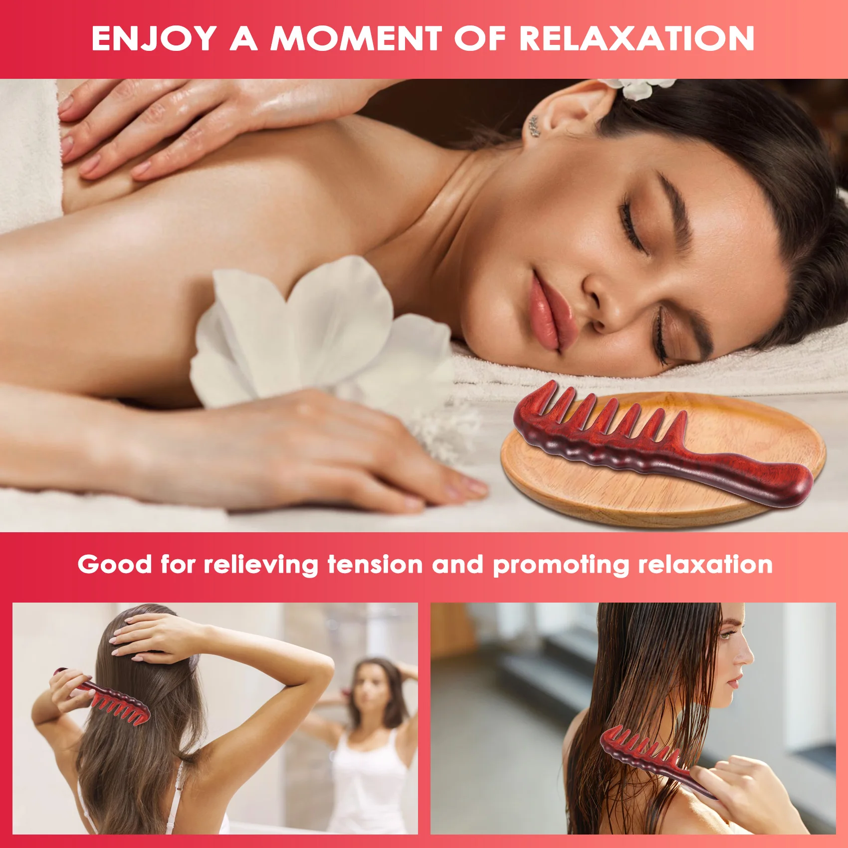 Haarkamm zum Entwirren-breiter Zahnholzkamm für lockiges Haar-kein statischer natürlicher Holz sandelholz kamm