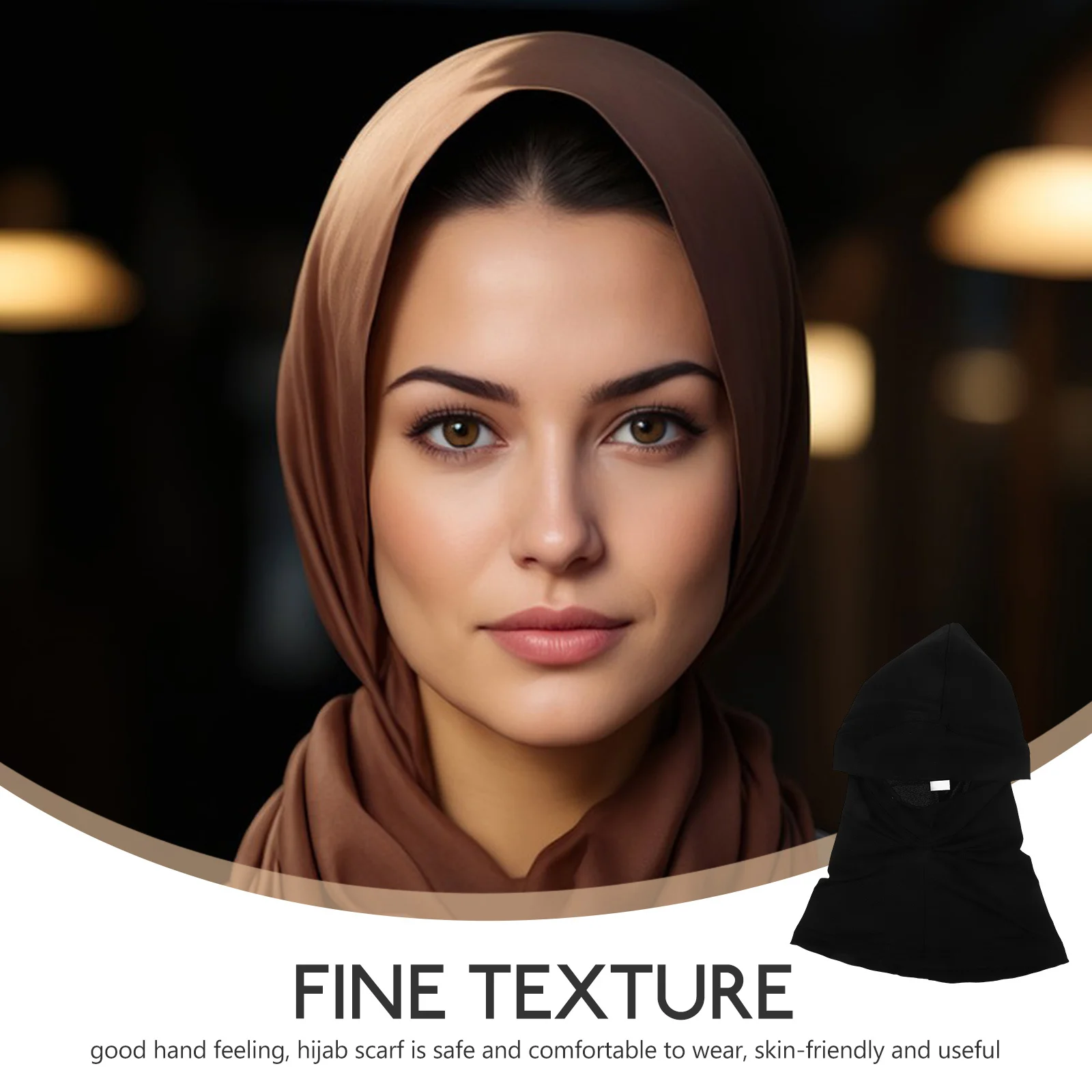 Muslimische Hijab-Kappe, vollständige Abdeckung, innere Hijab-Mütze, verstellbar, nahtlos, leicht, dehnbar, Halsabdeckung, islamische Kopfbedeckung, Schwarz