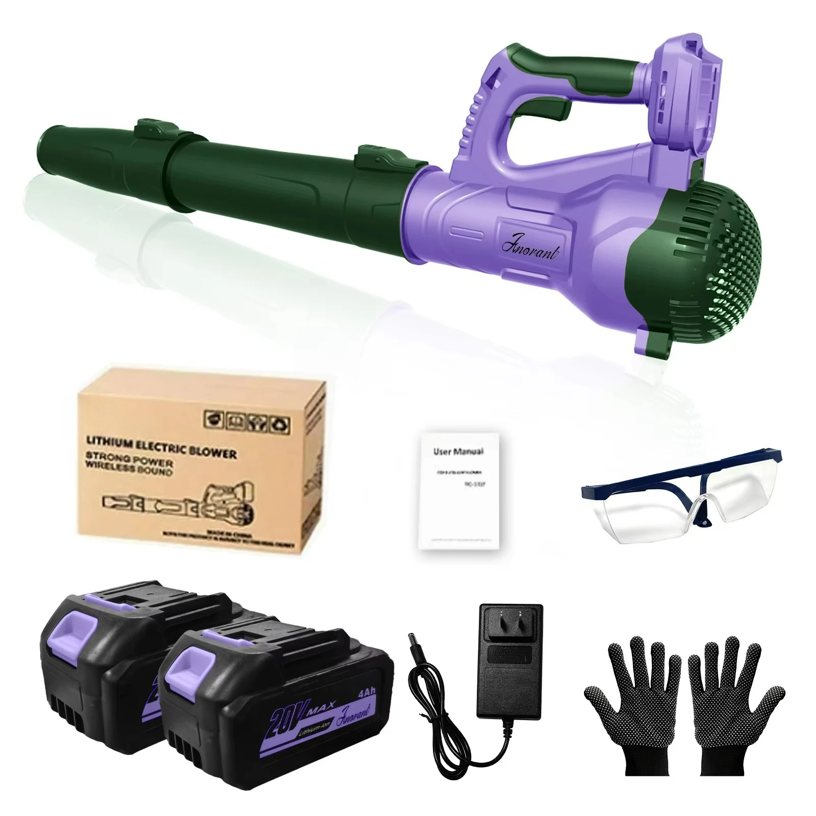540 CFM 150 mph cordless leaf blower with two 4.0Ah batteries, battery powered leaf blower for yard work