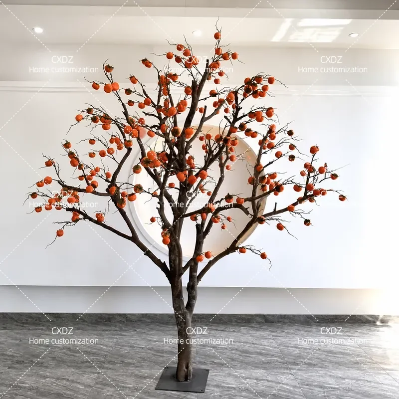 Simulation Persimmon Tree  Fake Fruit Tree Outdoor Decoration Modeling Tree for Hotel Lobby Company Window
