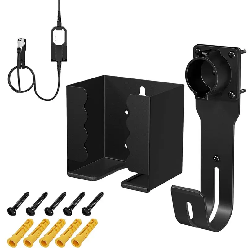 EV Docking Station Wall Mount Kit For J1772 Connector J-Hook Cable Holder Charging Box Mounting Accessories
