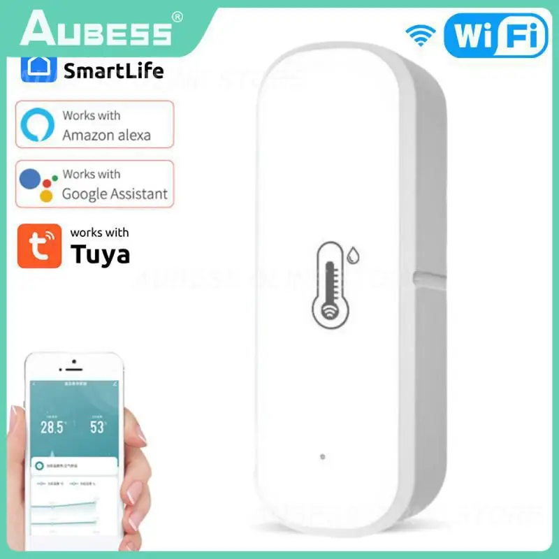 

TUYA WiFi Smart Temperature And Humidity Sensor Mini Design Easy To Install Monitor Voice Control Working With Alexa Home