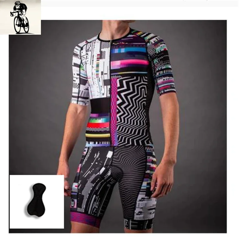 Men's Hot Sale Racing Sport Short Jersey Suit, 2025 New Bike Uniform Set Men Short Sleeve Breathable Triathlon Clothing Jumpsuit