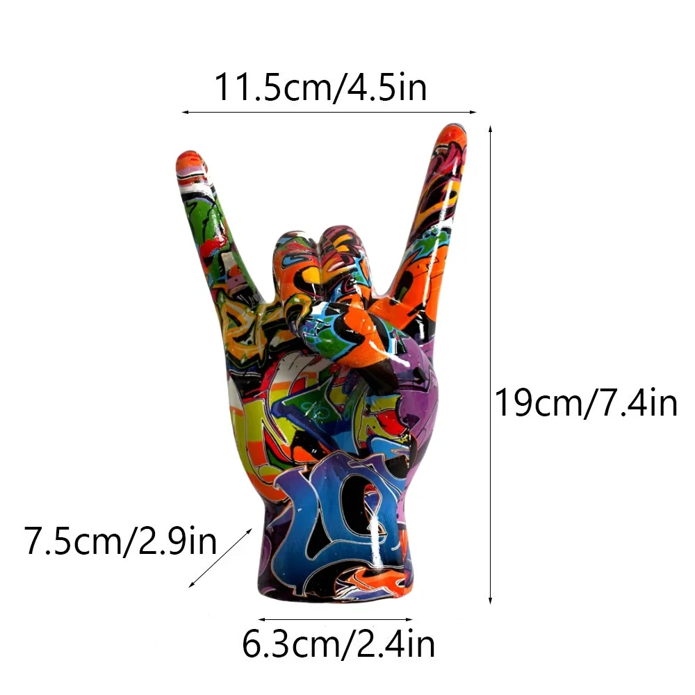 Graffiti Rock On Hand Statue Modell Gestenfiguren 20cm Musikband-Zimmer Bücherregale Desktop Wohnzimmer Dekor Moderne Kunst Pop – Detail 3