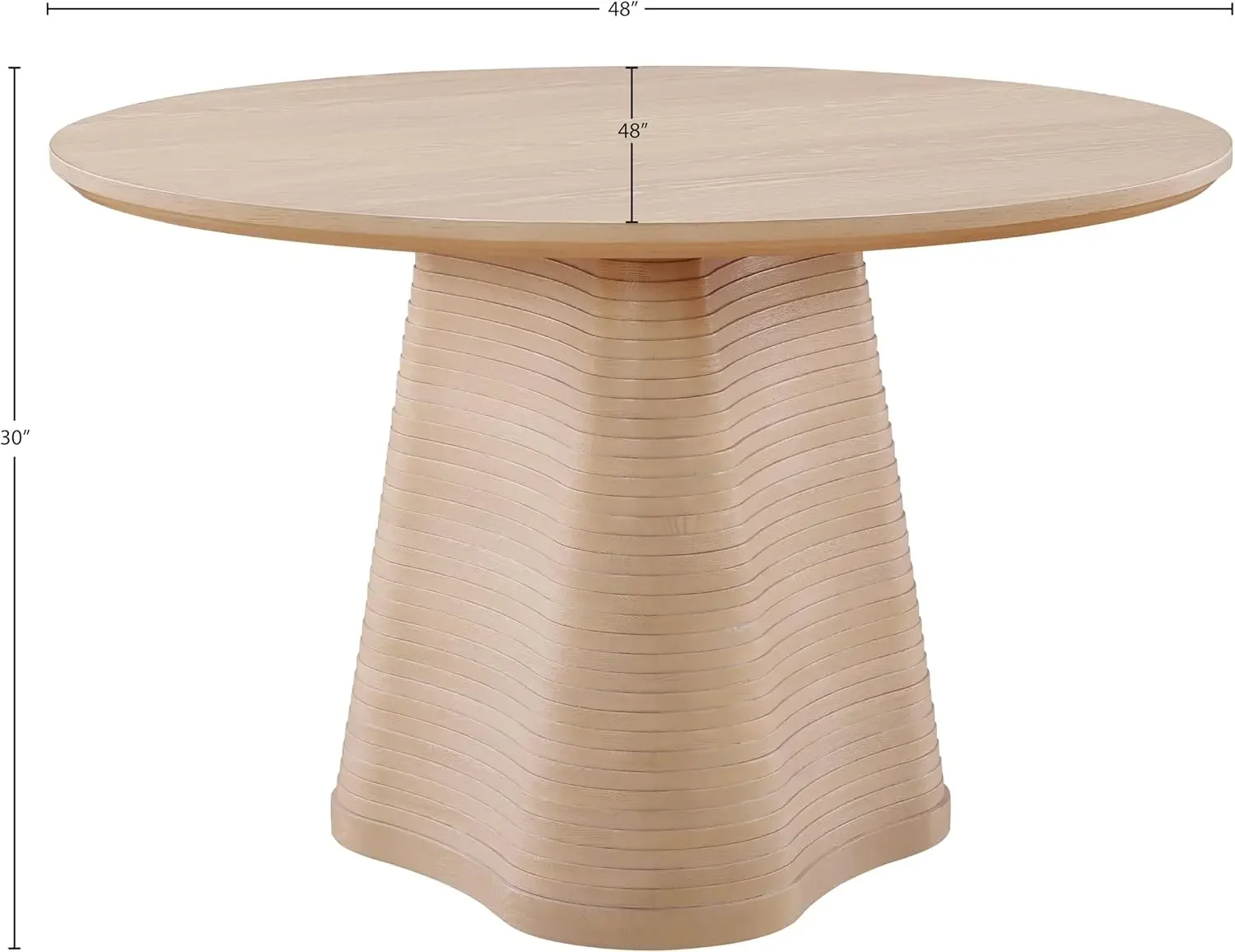 Collection Mid-Century Modern Dining Table With Rich Natural Finish, Oak Veneer, Mix Of Solid Wood And MDF|