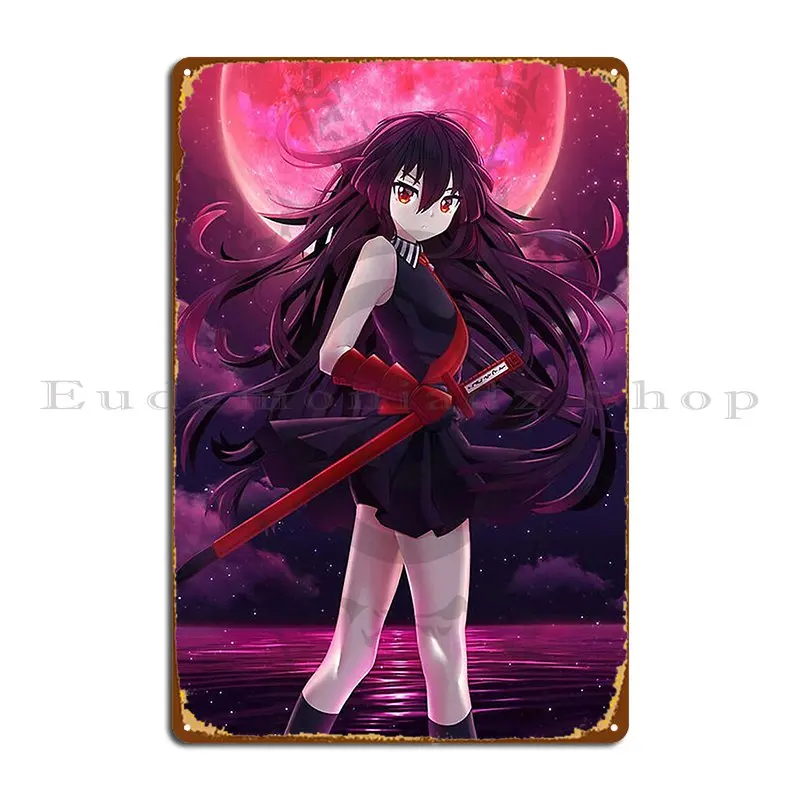 Kurumi Date A Live Metal Sign Cinema Kitchen Cinema Printed Wall Mural Tin Sign Poster