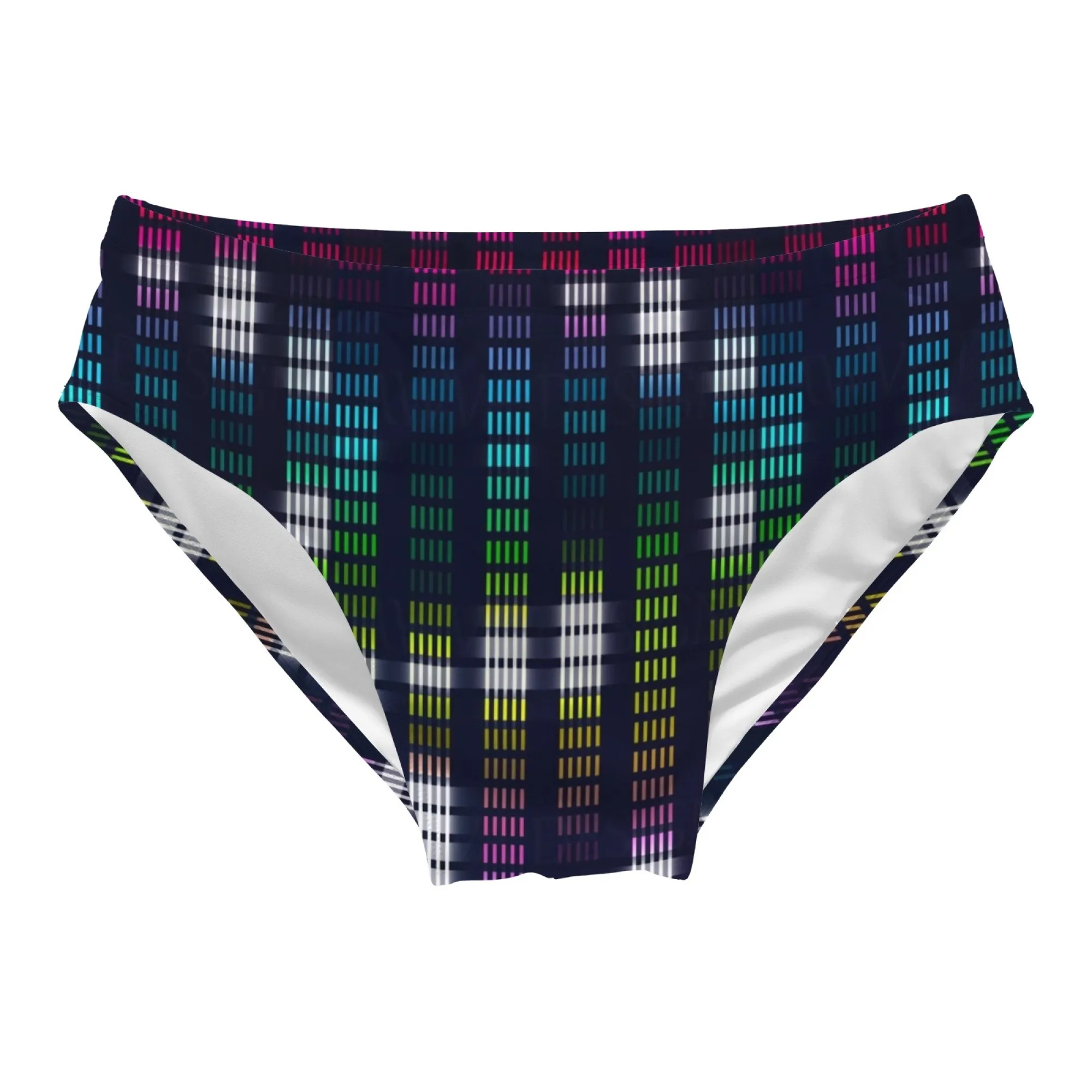 Neon Plaid Swim Trunks Slim Fit Durable Men's Drawstring Triangle Swim Trunks Water Parks Islands Sunbathing Men's Vacation Gift
