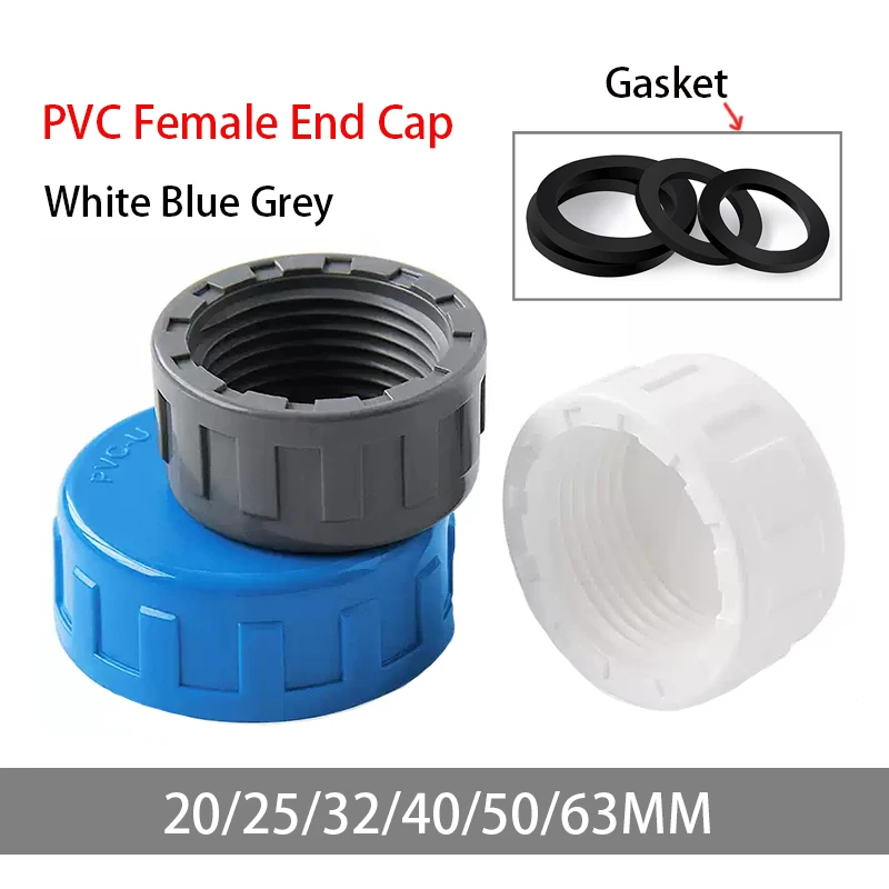 

1-100pc 20-60mm PVC Female End Cap Aquarium Fish Tank Drain Cap Hand Screwed Cap Garden Irrigation Pipe Connector Water Tube Cap