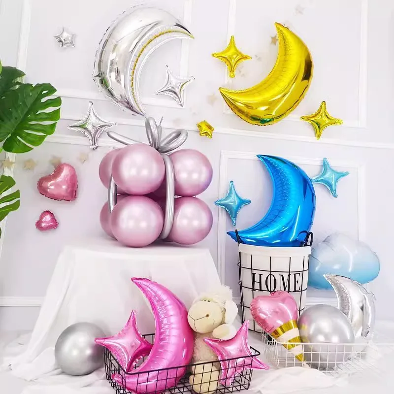 22inch Crescent Moon Foil Balloon Gold Silver Blue Pink Red Purple Helium Globos Baby Shower Kids Toy Birthday Party Decorations