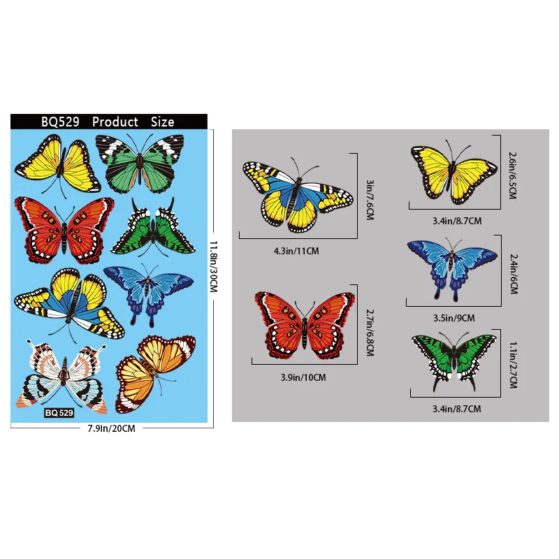 ملصقات نافذة مول، ملصقات على شكل فراشة ثابتة، شارات زجاجية ملونة على شكل فراشة، ديكورات على شكل فراشة لغرف الأطفال، قابلة للإزالة