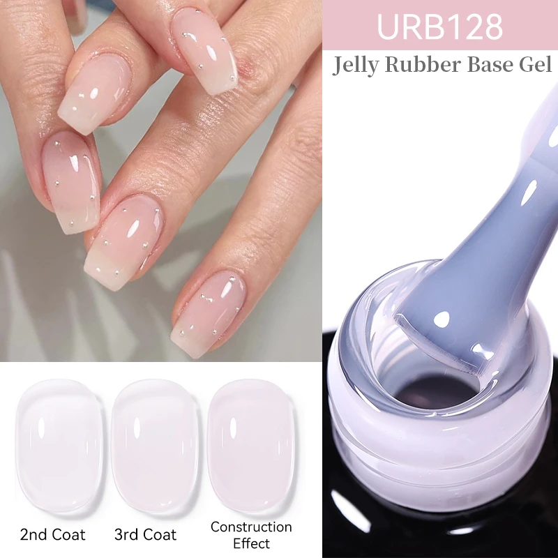 UR SUGAR 7ml Nude Transparent Jelly Rubber Base Gel Self-leveling Camouflage Milky Jelly White Pink Soak Off UV LED Gel Manicure