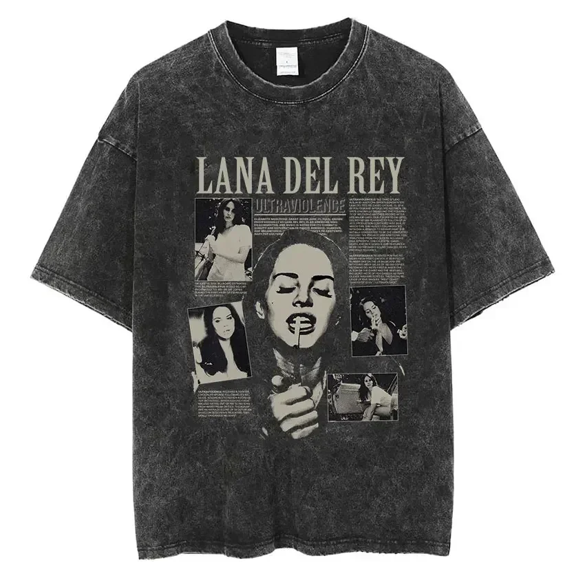 Vintage Wash T Shirt Lana Del Rey Ldr Sailing Retro Style Short Sleeve Women Hip Hop Oversized Tees Streetwear T-Shirt for Men