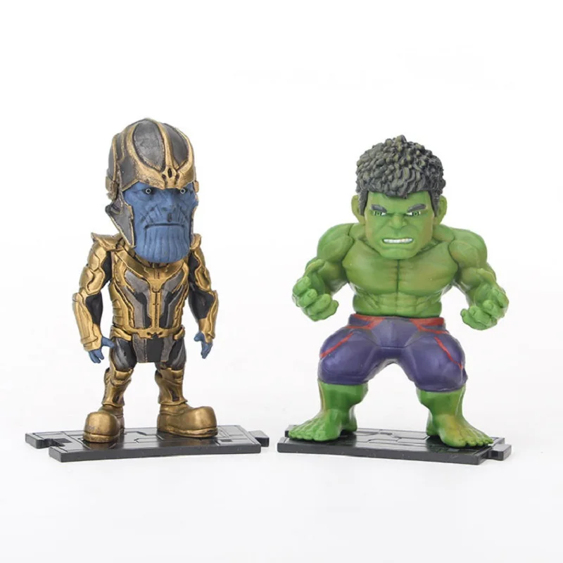 6 قطعة/المجموعة الرجل الحديدي سبايدرمان هالك كابتن أمريكان بلاك بانثر ثانوس عمل الشكل جمع نموذج اللعب حلية