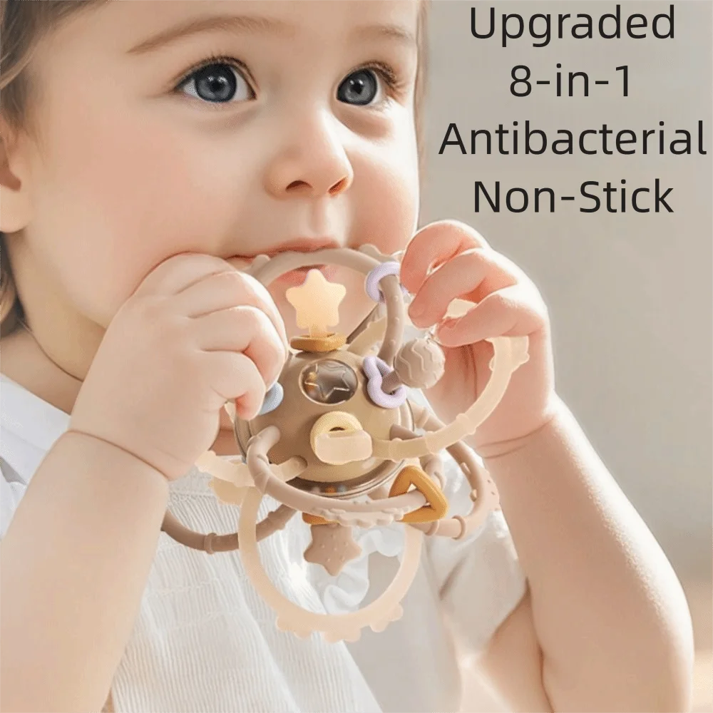 حشرجة الموت لينة سيليكون لعبة طفل انتزاع الكرة مضغ مانهاتن كرة مستديرة التسنين كرة مستديرة حشرجة الموت الرضع 0-12 أشهر #1