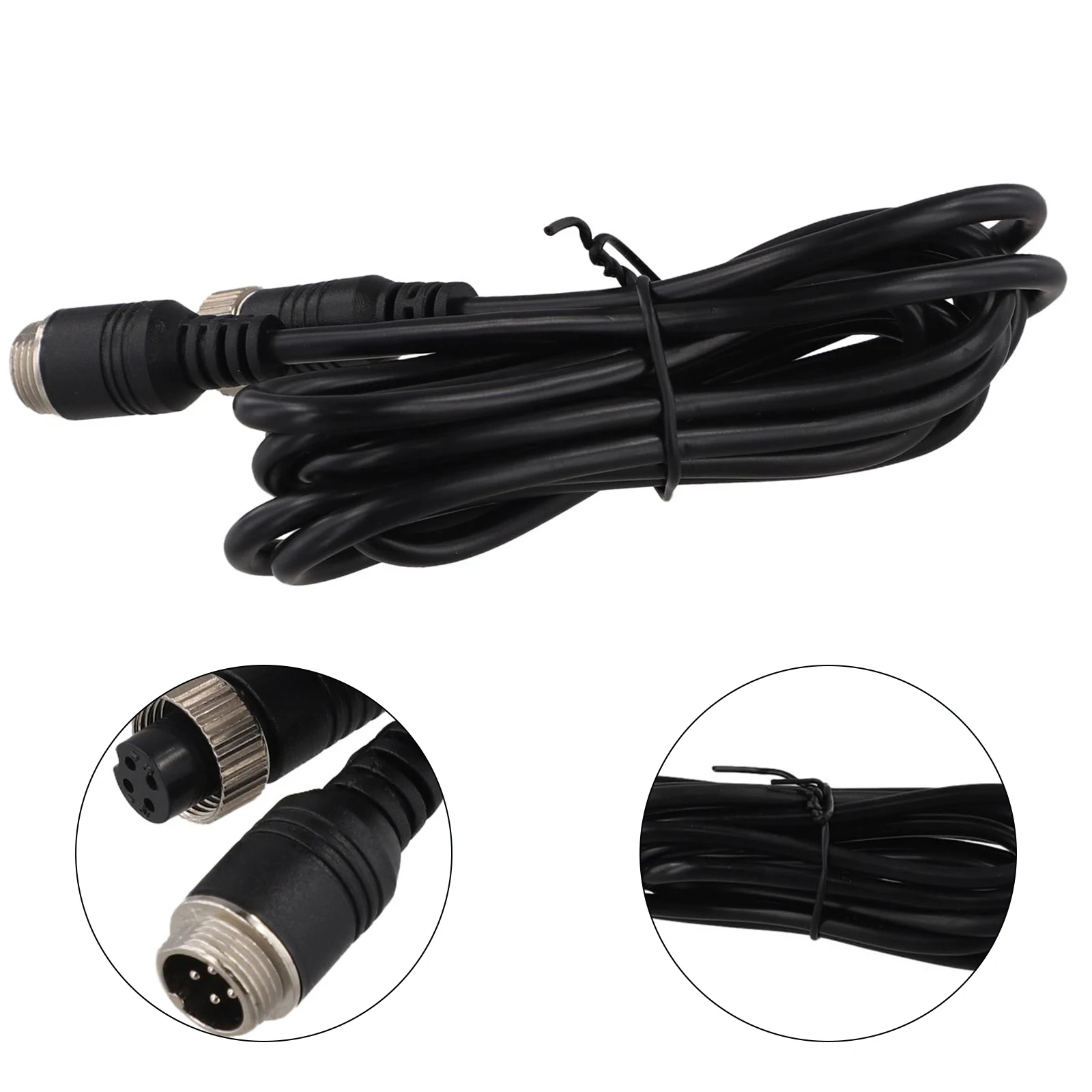 4 Pin Video Extension Cable Wire 2M Length for Rear View Cameras in For Car Bus Truck with Zinc Alloy Nut and Copper Core