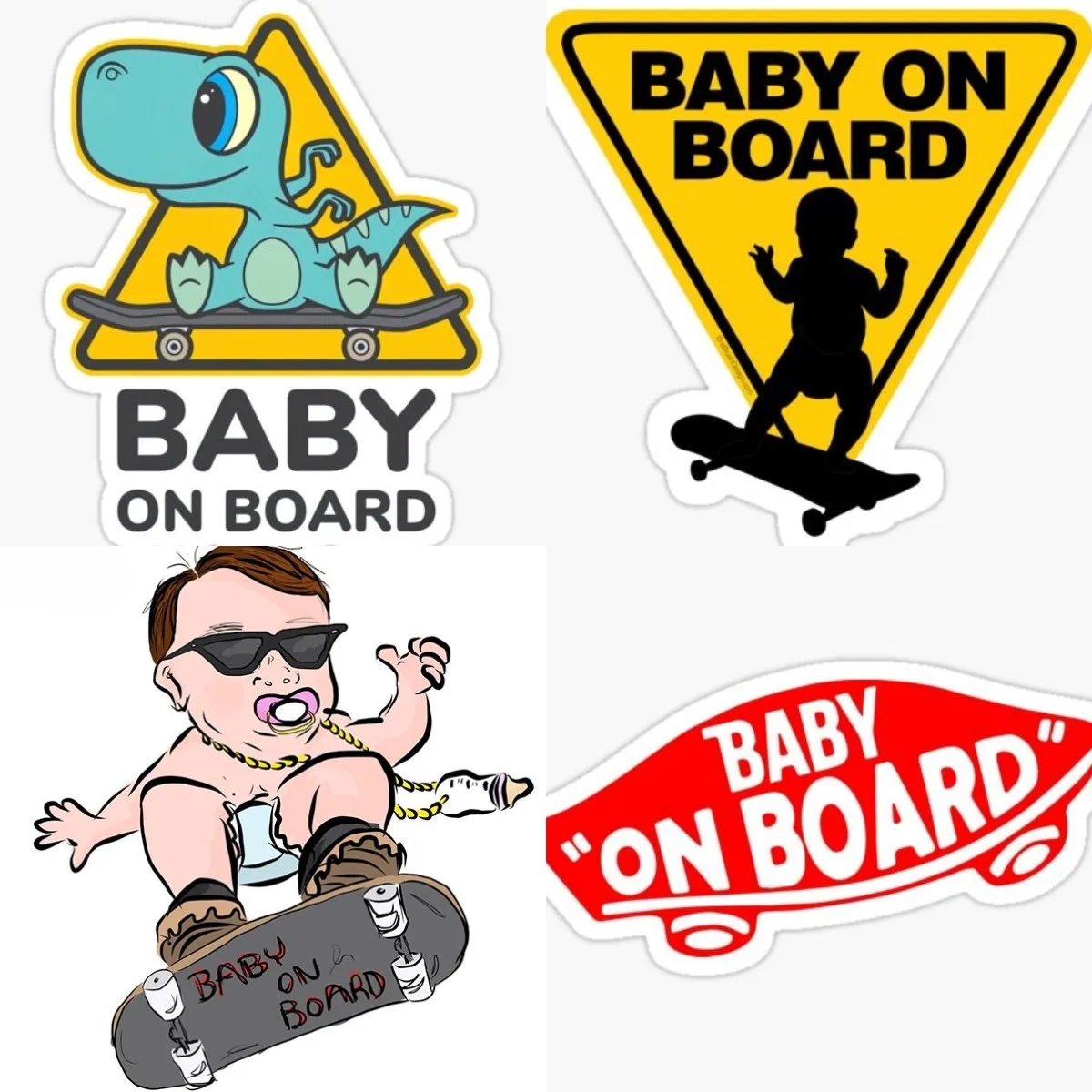 

Personality Snowboard Baby On Board Car Window Fine Stickers Air Conditioner Graffiti Decal Bumper Stroller Sticker Decoration