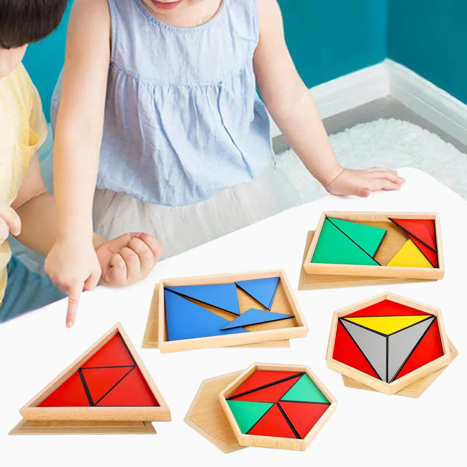 

Wooden Geometry Puzzle Montessori Toy Handmade Craft Geometric Shape Board Game for Study Living Room Travel