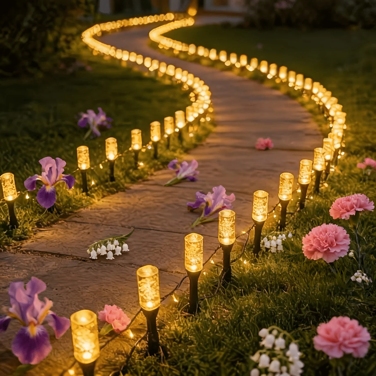 20PCS Solar Bubble Tube Stake Lights Waterproof Warm LED Garden Pathway Lawn Landscape Decor Lamps