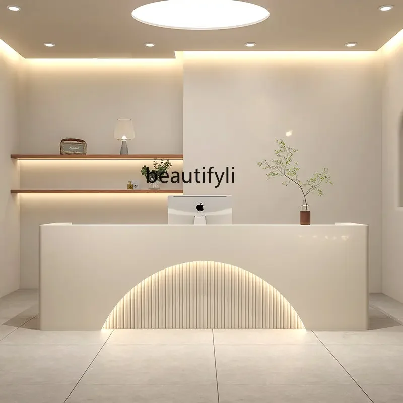 Beauty Salon Clothing Store Beige Cashier Counter Bar Simple Modern Reception Desk