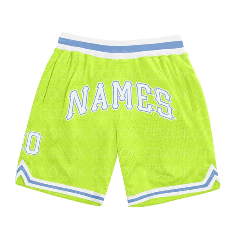 

Custom Fluorescent green Authentic Basketball Shorts 3D Printed Men Shorts Your Name Mumber Quick Drying Beach Shorts