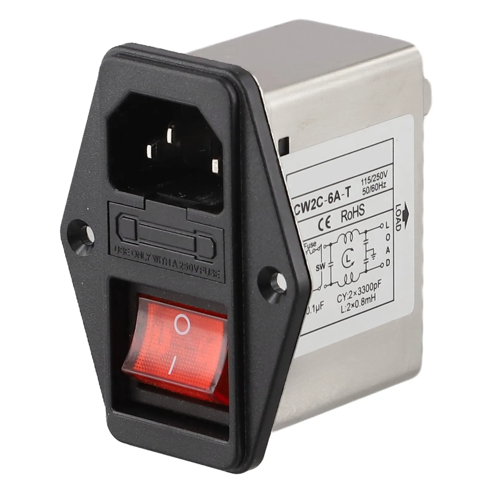Power Filter IEC Socket Type Metal Power Filter With Light Safety Switch For Power Equipment 3A 6A 10A Black New