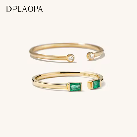 DPLAOPA 925 Sterling Silver Gold Clear Zircon Green Resizable Ring Adjustable Women Luxury Fine Jewelry 2024 Wedding Gift