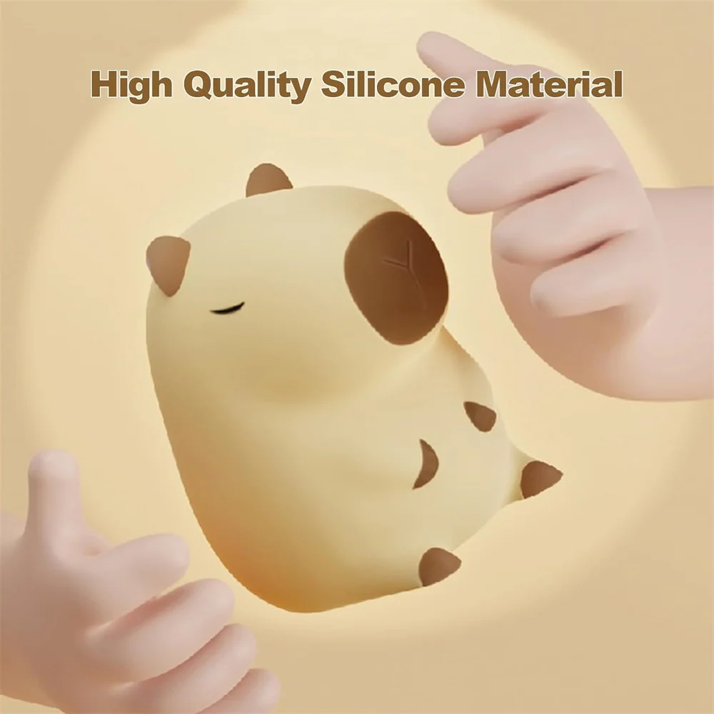 Veilleuse en silicone Capybara pour enfants, lampe de chevet tactile animal, aste par USB, cadeau mignon