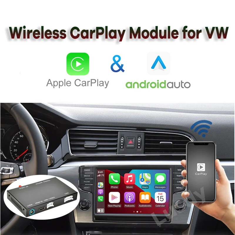 Беспроводной CarPlay Android Auto для Volkswagen VW Polo Golf Touareg Tiguan Teramont Passat 2017-2019 Модульная коробка Видеоинтерфейс