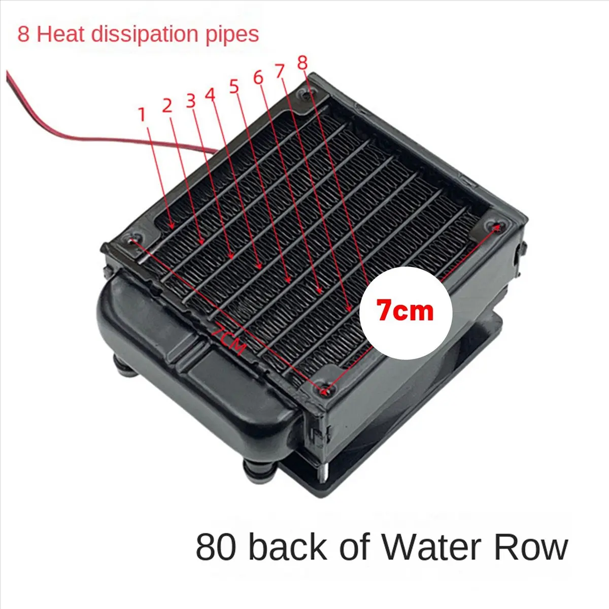 

(BAAY) 1Pcs Aluminum 80mm Water Cooling Cooler Computer Radiator with Fan for CPU PC Water Cooling System, Straight
